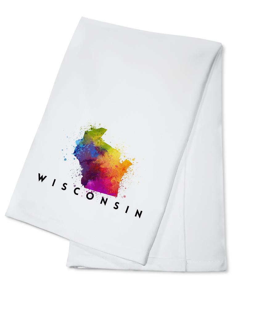 Wisconsin, State Abstract Watercolor, Lantern Press Artwork, Towels and Aprons Kitchen Lantern Press Cotton Towel 
