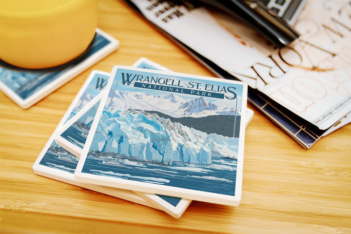 Wrangell, St. Elias National Park, Alaska, Glacier, Lantern Press Artwork, Coaster Set Coasters Lantern Press 