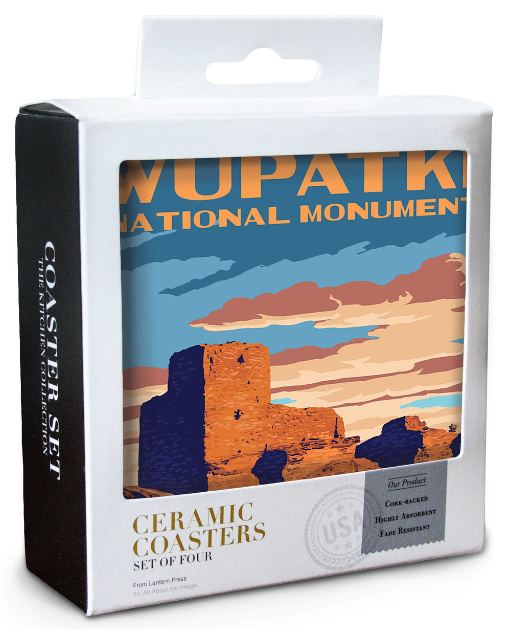 Wupatki National Monument, Arizona, Lantern Press Artwork, Coaster Set Coasters Lantern Press 