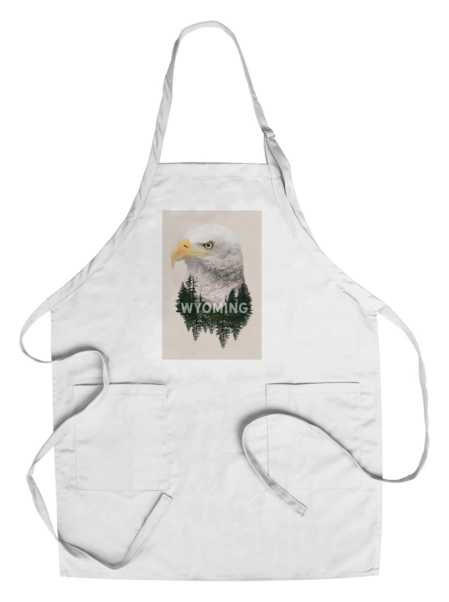 Wyoming, Eagle, Double Exposure, Lantern Press Artwork, Towels and Aprons Kitchen Lantern Press Chef's Apron 