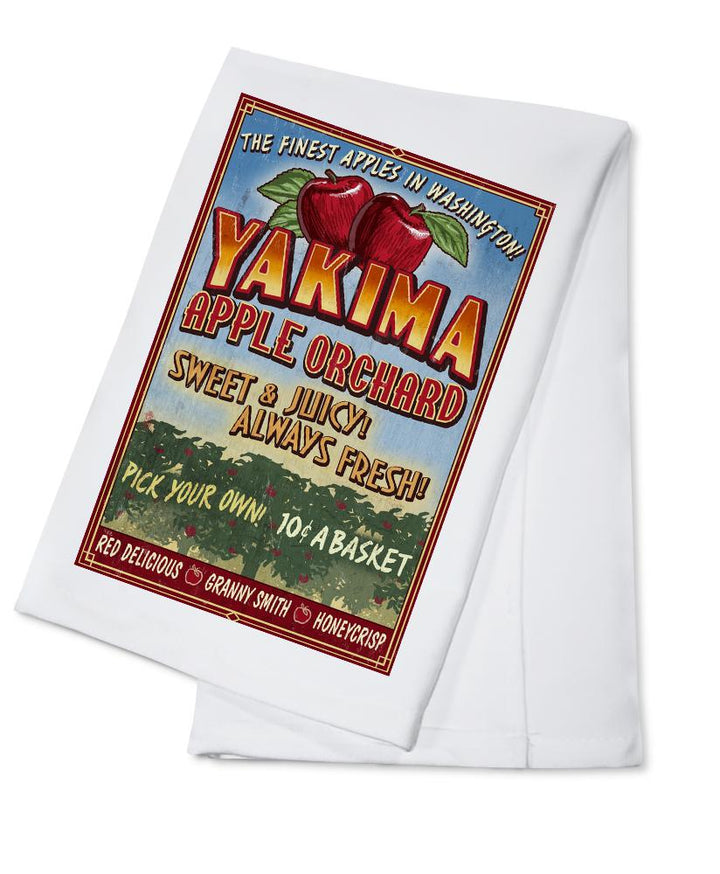 Yakima, Washington, Apple Orchard Vintage Sign, Lantern Press Artwork, Towels and Aprons Kitchen Lantern Press Cotton Towel 