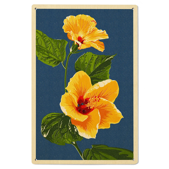 Yellow Hibiscus, Letterpress, Lantern Press Artwork, Wood Signs and Postcards Wood Lantern Press 