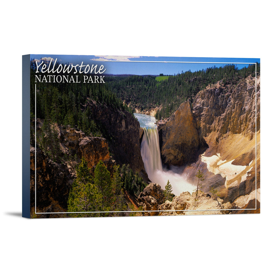 Yellowstone National Park, Lower Yellowstone Falls Aerial, Lantern Press Photography, Stretched Canvas Canvas Lantern Press 12x18 Stretched Canvas 
