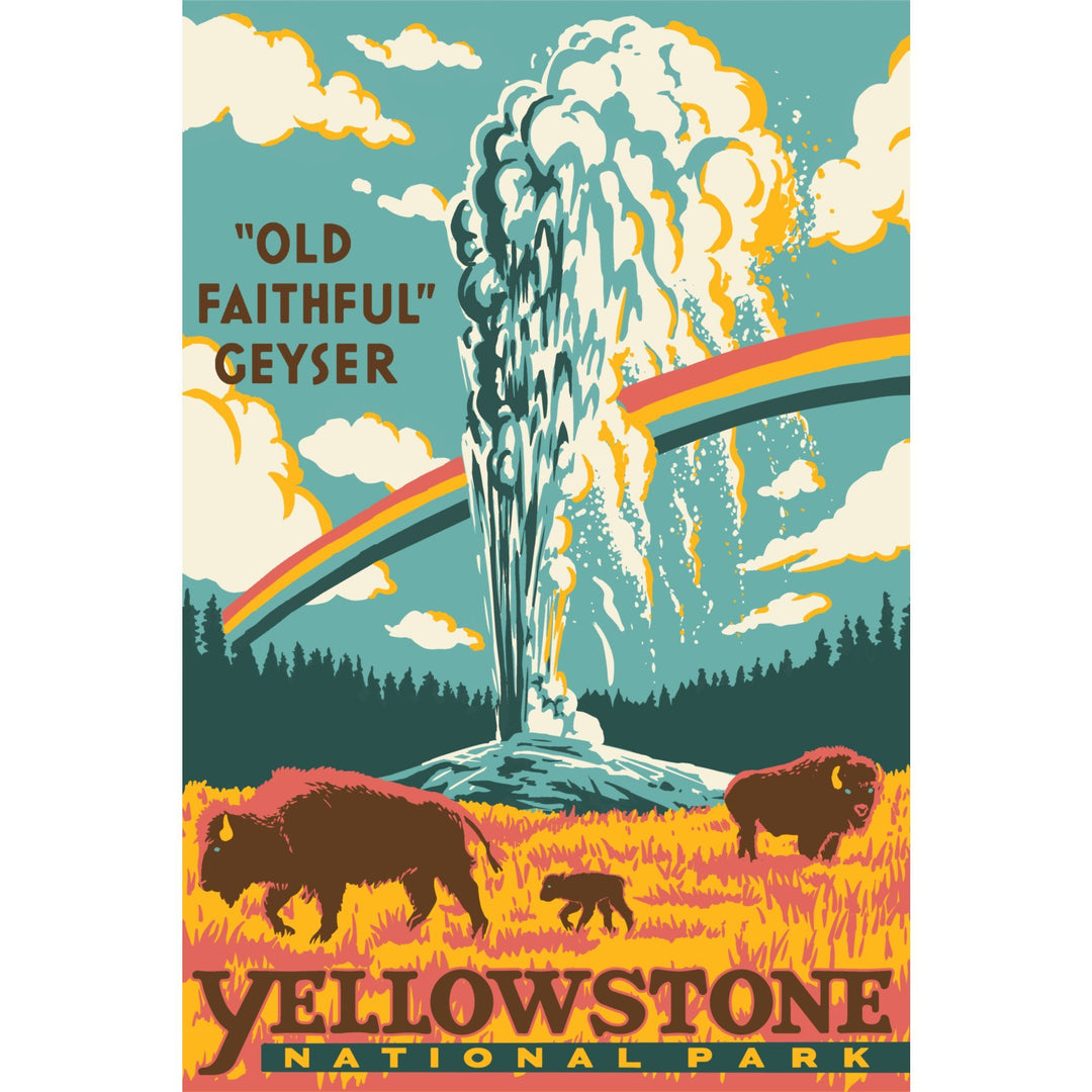 Yellowstone National Park, Wyoming, Explorer Series, Old Faithful Geyser, Stretched Canvas Canvas Lantern Press 