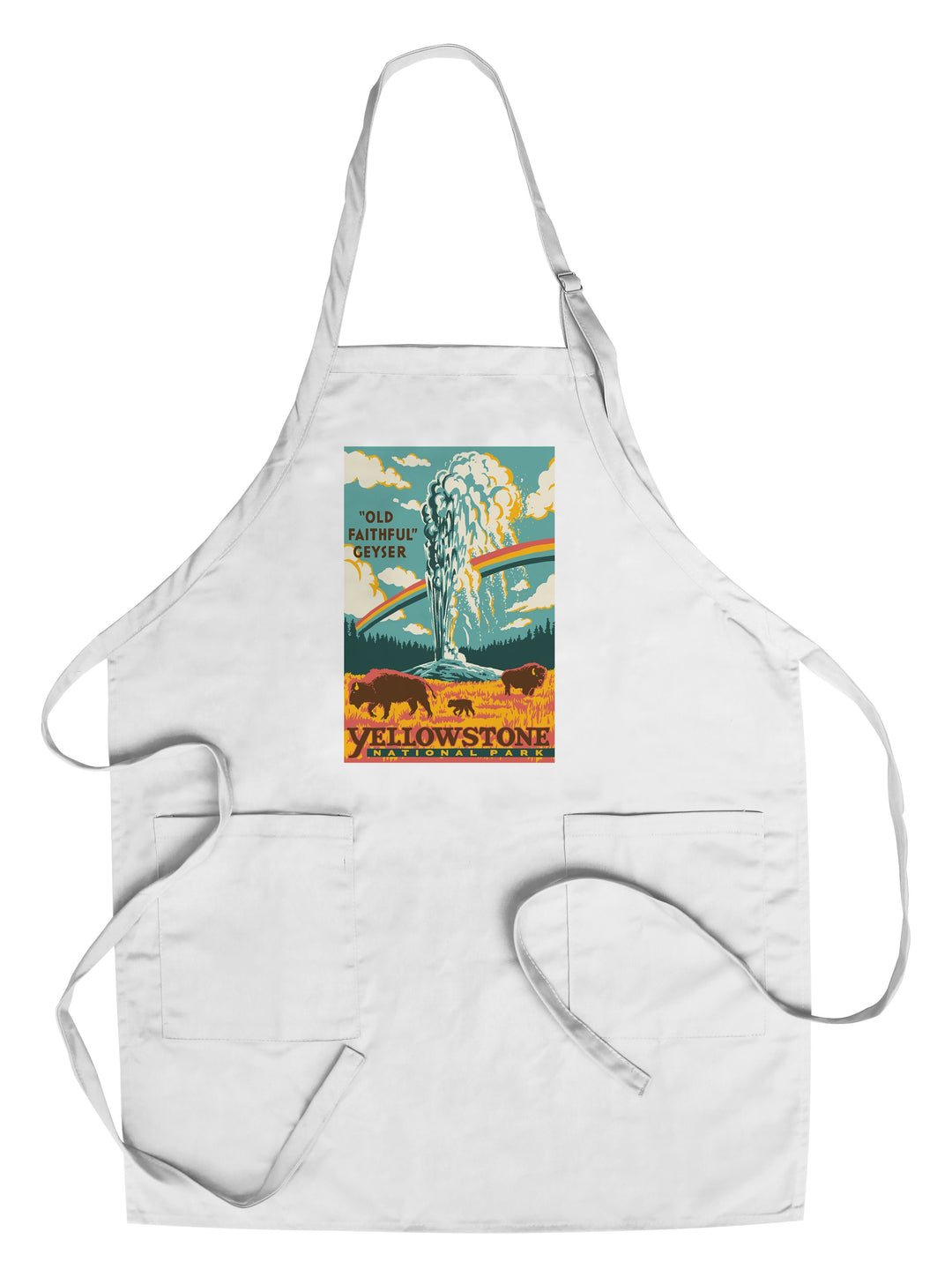 Yellowstone National Park, Wyoming, Explorer Series, Old Faithful Geyser, Towels and Aprons Kitchen Lantern Press Chef's Apron 