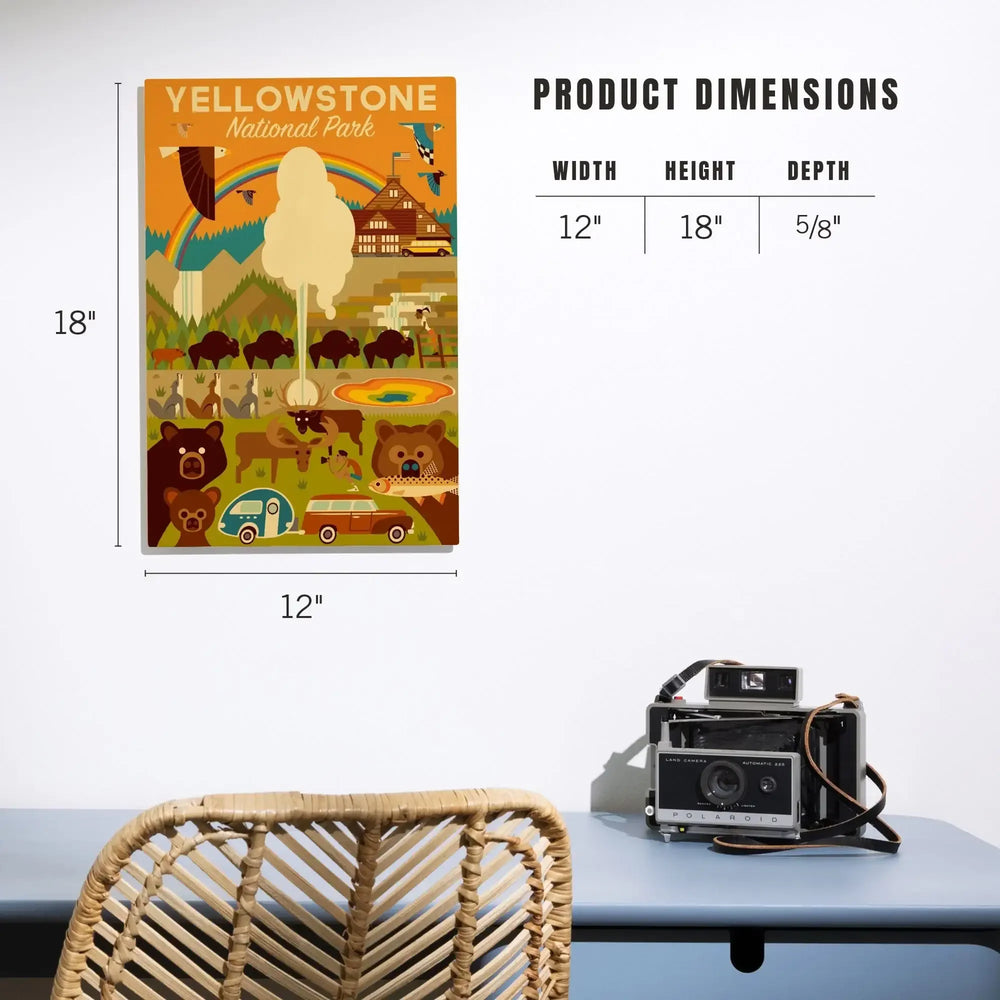 Yellowstone National Park, Wyoming, Geometric National Park Series, Lantern Press Artwork, Wood Signs and Postcards Wood Lantern Press 