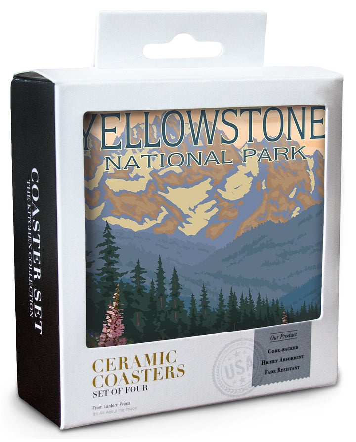 Yellowstone National Park, Wyoming, Spring Flowers, Lantern Press Artwork, Coaster Set Coasters Nightingale Boutique 