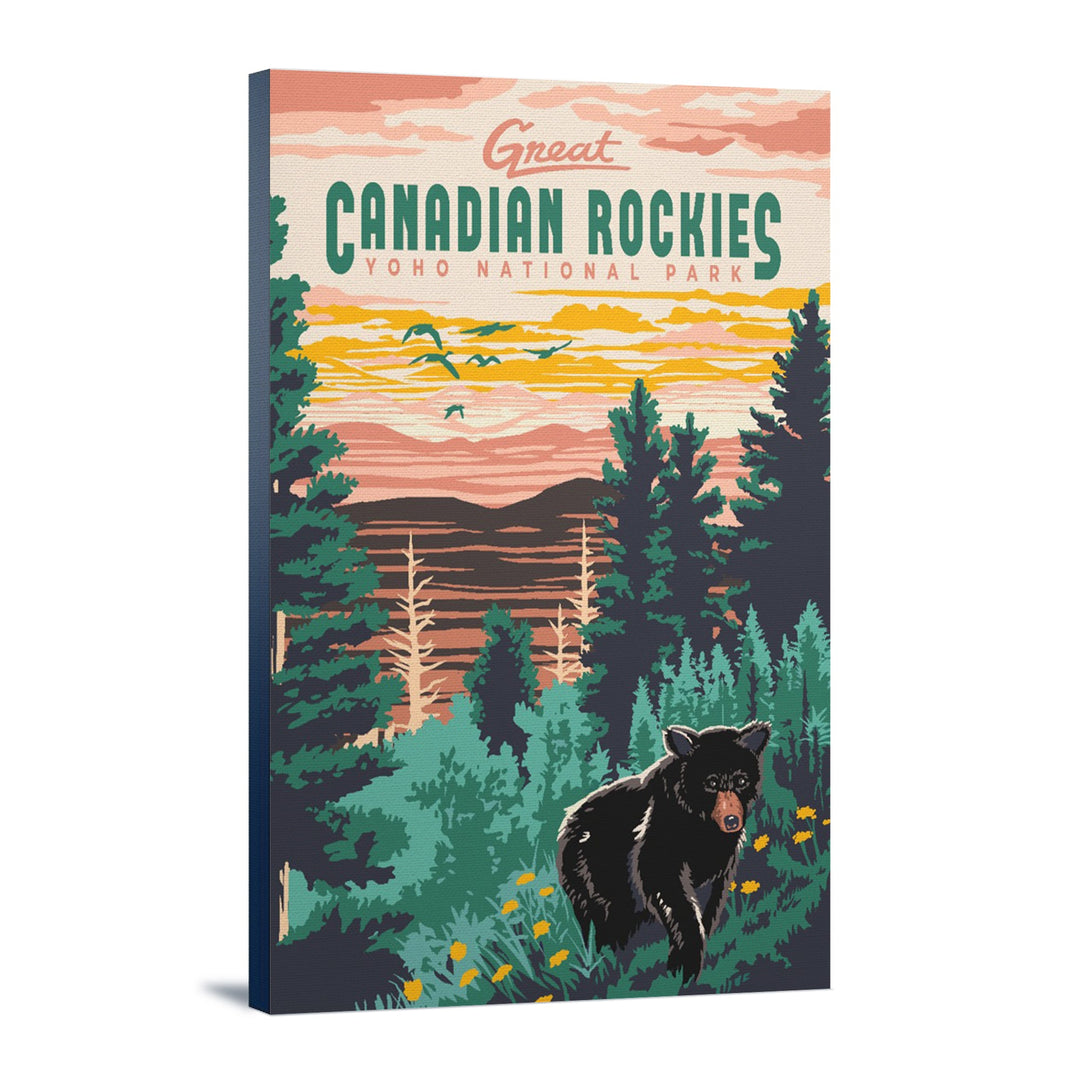 Yoho National Park, Canadian Rockies, Explorer Series, Bear, Lantern Press Artwork, Stretched Canvas Canvas Lantern Press 12x18 Stretched Canvas 