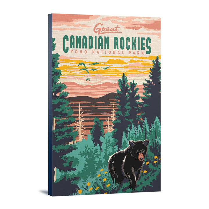 Yoho National Park, Canadian Rockies, Explorer Series, Bear, Lantern Press Artwork, Stretched Canvas Canvas Lantern Press 24x36 Stretched Canvas 