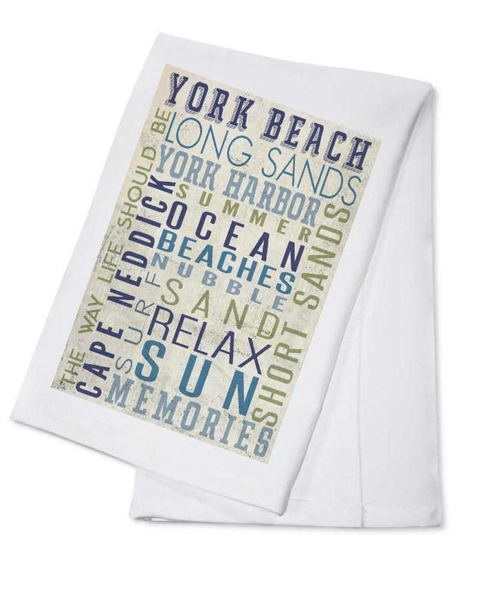 York Beach, Maine, Typography, Lantern Press Artwork, Towels and Aprons Kitchen Lantern Press Cotton Towel 