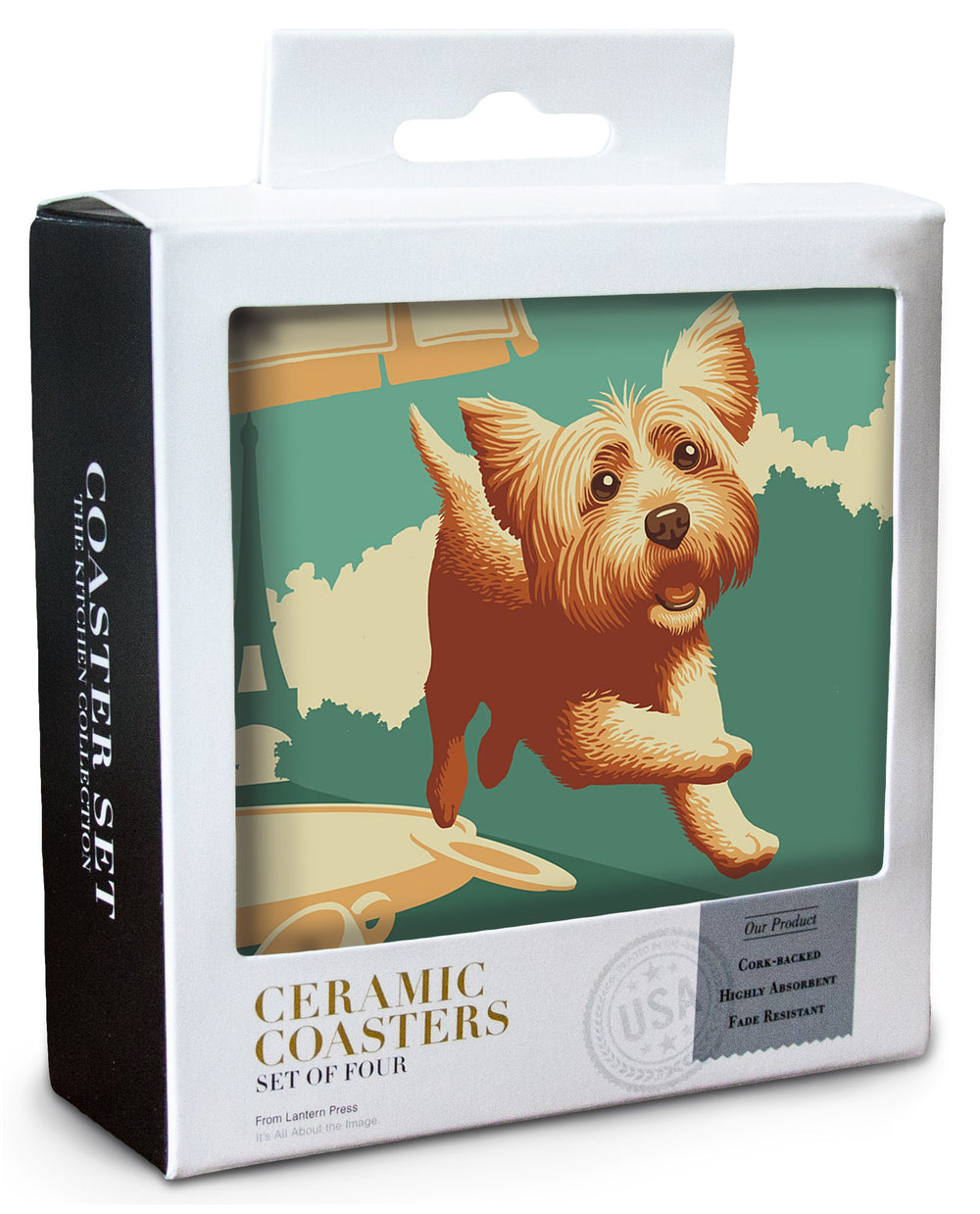 Yorkshire Terrier, Retro Yorkie Espresso Ad, Lantern Press Artwork, Coaster Set Coasters Lantern Press 