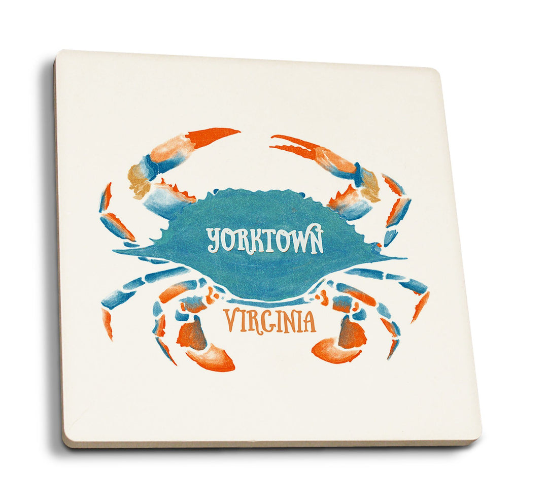 Yorktown, Virginia, Blue Crab, Watercolor, Lantern Press Artwork, Coaster Set Coasters Lantern Press 