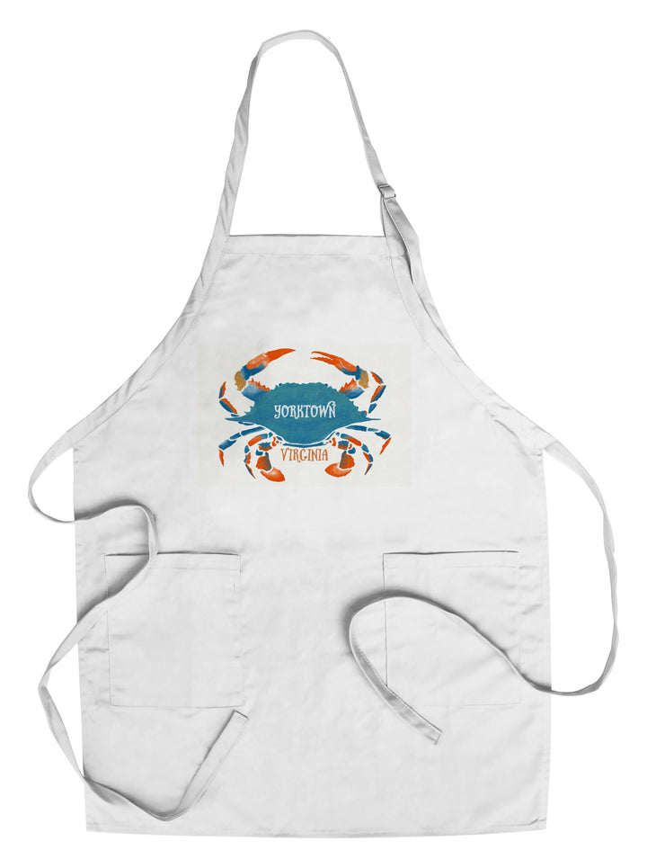 Yorktown, Virginia, Blue Crab, Watercolor, Lantern Press Artwork, Towels and Aprons Kitchen Lantern Press Chef's Apron 