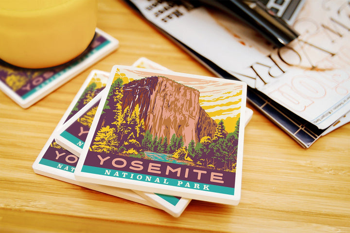 Yosemite National Park, California, Explorer Series, Lantern Press Artwork, Coaster Set Coasters Lantern Press 
