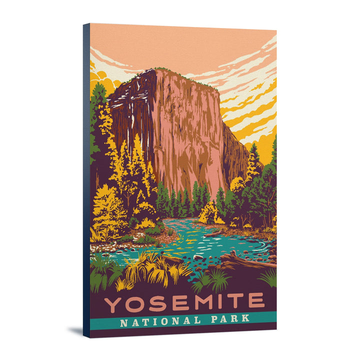 Yosemite National Park, California, Explorer Series, Lantern Press Artwork, Stretched Canvas Canvas Lantern Press 12x18 Stretched Canvas 