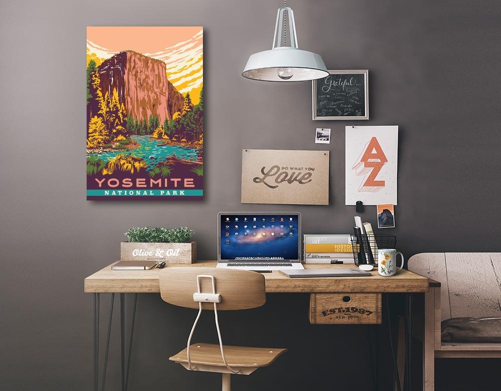 Yosemite National Park, California, Explorer Series, Lantern Press Artwork, Stretched Canvas Canvas Lantern Press 