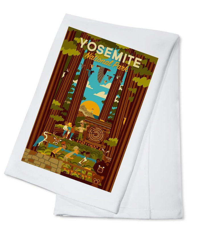 Yosemite National Park, California, Forest, Geometric, Lantern Press Artwork, Towels and Aprons Kitchen Lantern Press 