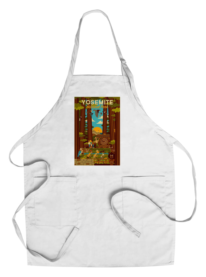 Yosemite National Park, California, Forest, Geometric, Lantern Press Artwork, Towels and Aprons Kitchen Lantern Press Chef's Apron 