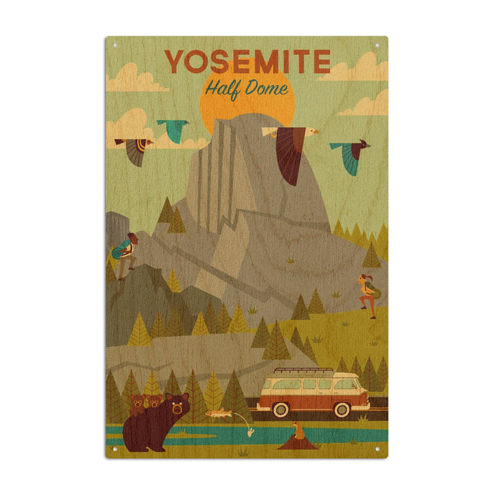 Yosemite National Park, California, Half Dome, Geometric National Park Series, Lantern Press Artwork, Wood Signs and Postcards Wood Lantern Press 10 x 15 Wood Sign 