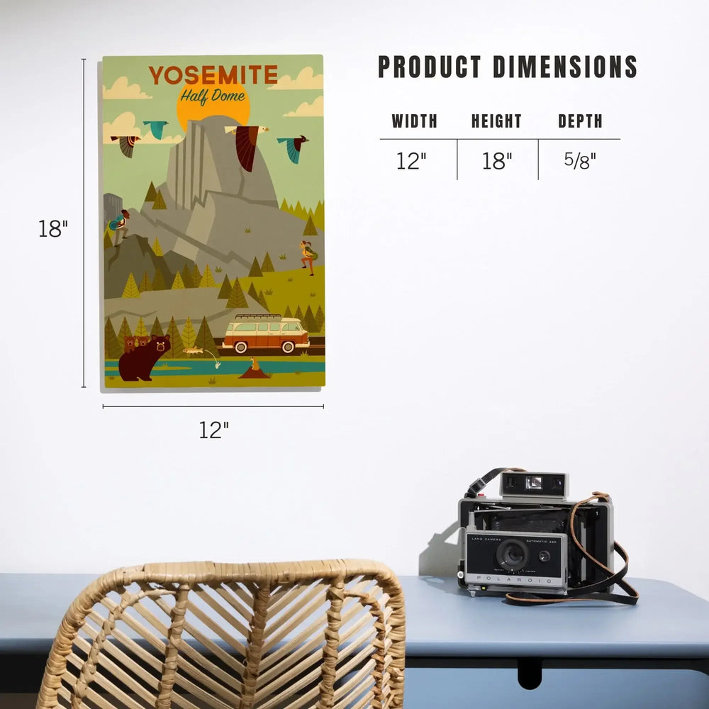 Yosemite National Park, California, Half Dome, Geometric National Park Series, Lantern Press Artwork, Wood Signs and Postcards Wood Lantern Press 