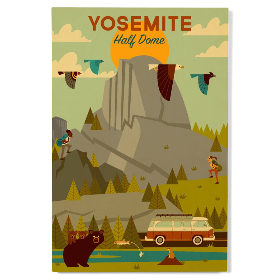 Yosemite National Park, California, Half Dome, Geometric National Park Series, Lantern Press Artwork, Wood Signs and Postcards Wood Lantern Press 