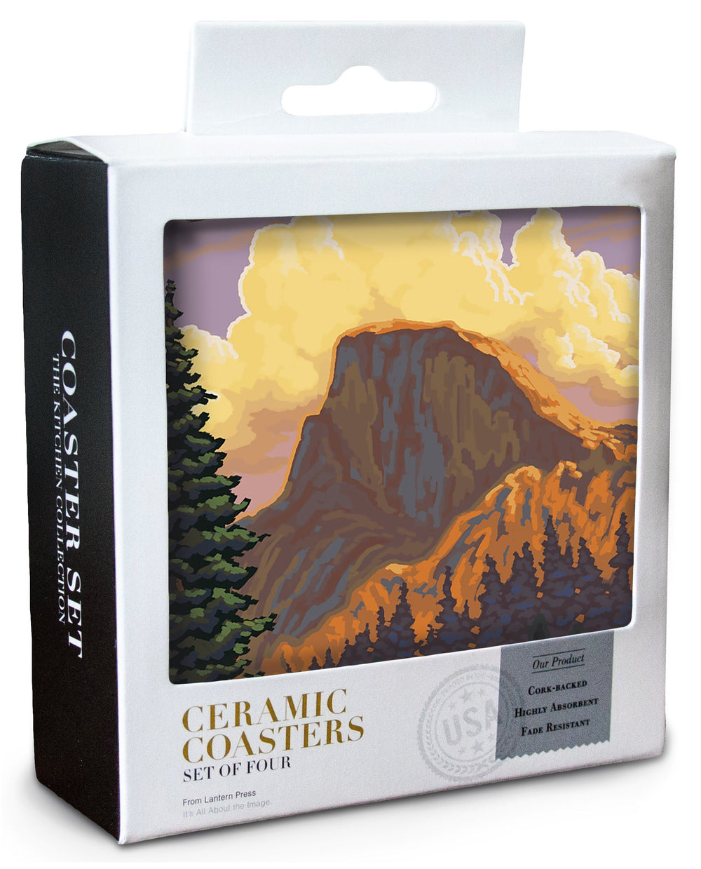 Yosemite National Park, California, Half Dome, Lantern Press Artwork, Coaster Set Coasters Nightingale Boutique 