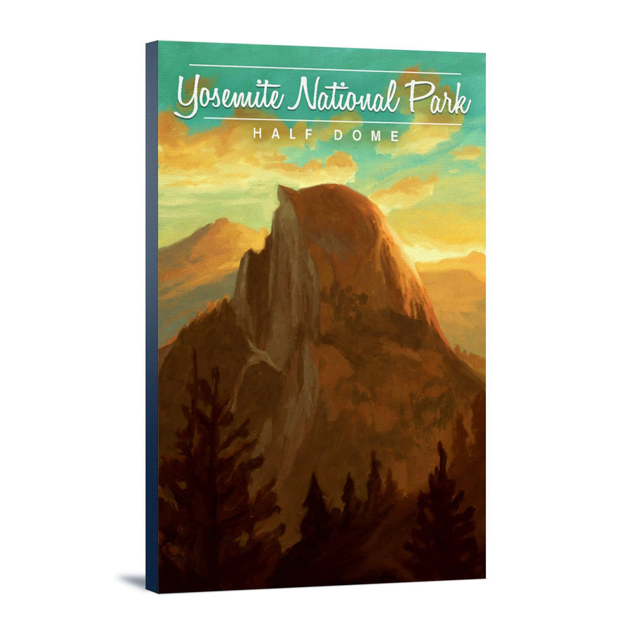 Yosemite National Park, California, Half Dome, Oil Painting, Lantern Press Artwork, Stretched Canvas Canvas Lantern Press 