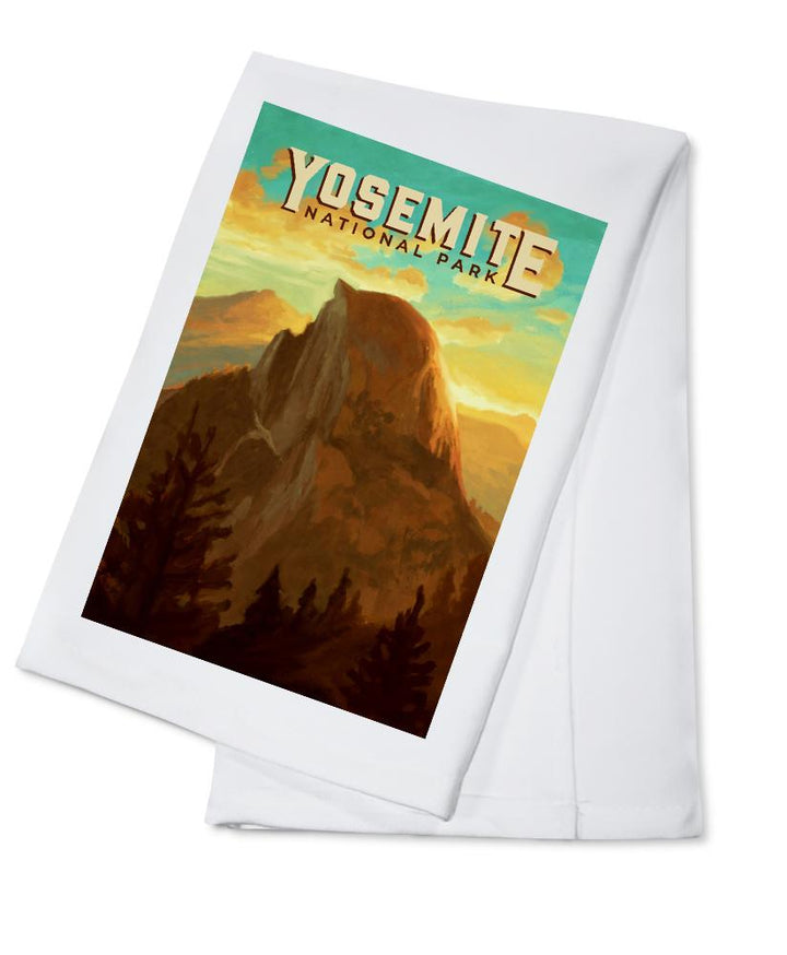 Yosemite National Park, California, Half Dome, Oil Painting, Lantern Press Artwork, Towels and Aprons Kitchen Lantern Press Cotton Towel 