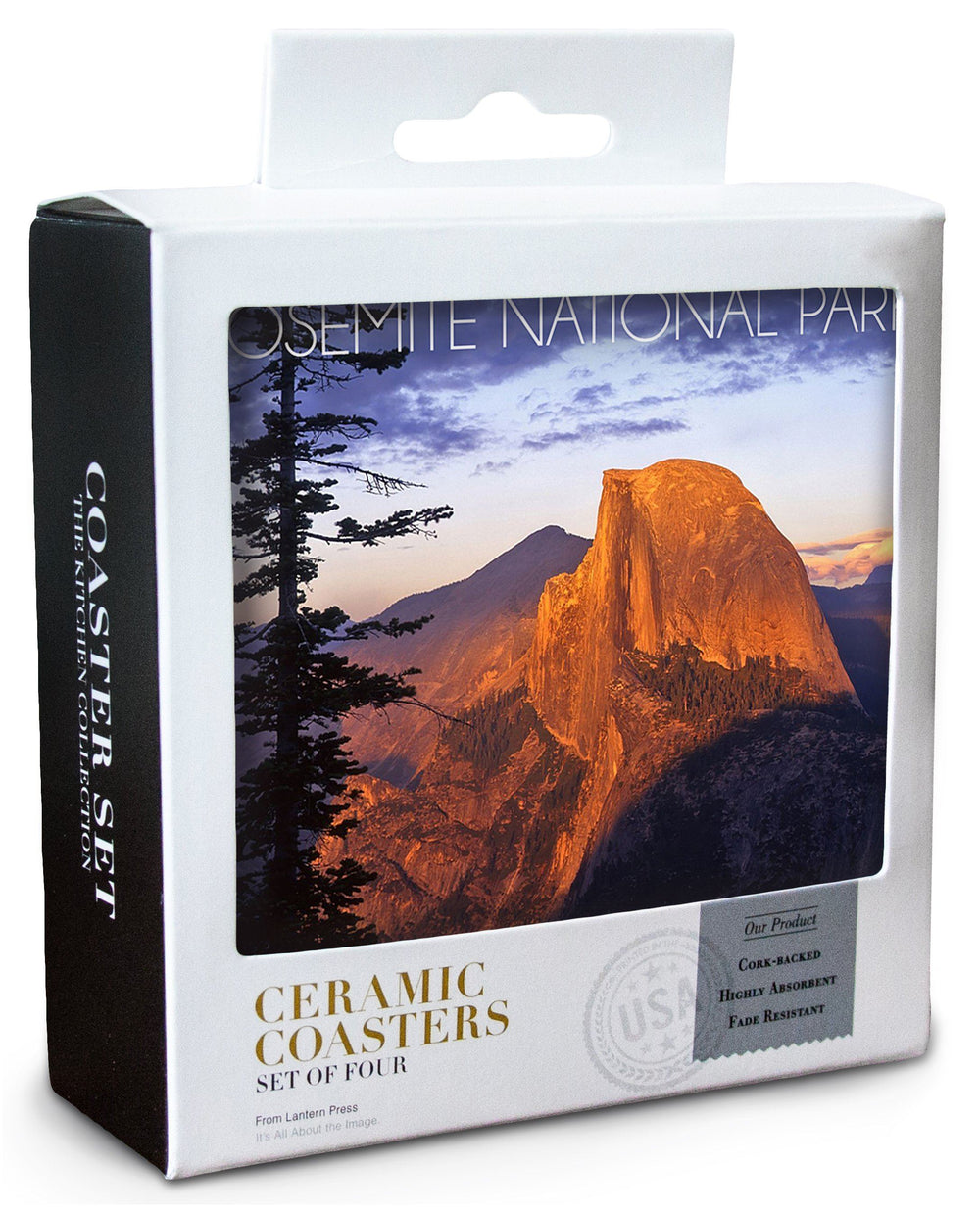 Yosemite National Park, California, Half Dome & Pine Tree, Lantern Press Photography, Coaster Set Coasters Nightingale Boutique 