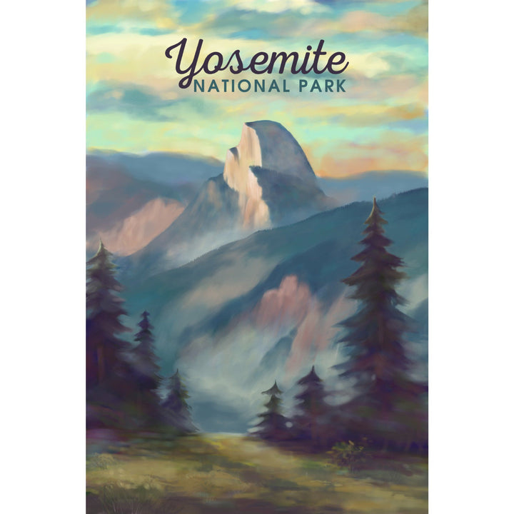 Yosemite National Park, California, Half Dome Scene, Oil Painting, Lantern Press Artwork, Towels and Aprons Kitchen Lantern Press 