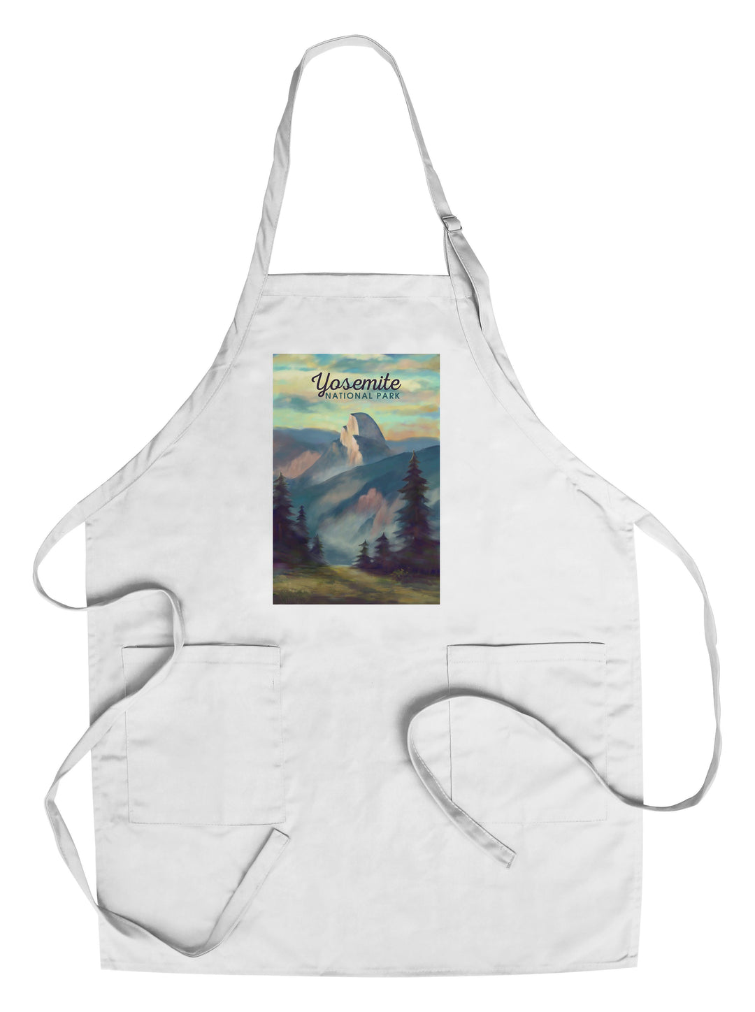 Yosemite National Park, California, Half Dome Scene, Oil Painting, Lantern Press Artwork, Towels and Aprons Kitchen Lantern Press Chef's Apron 