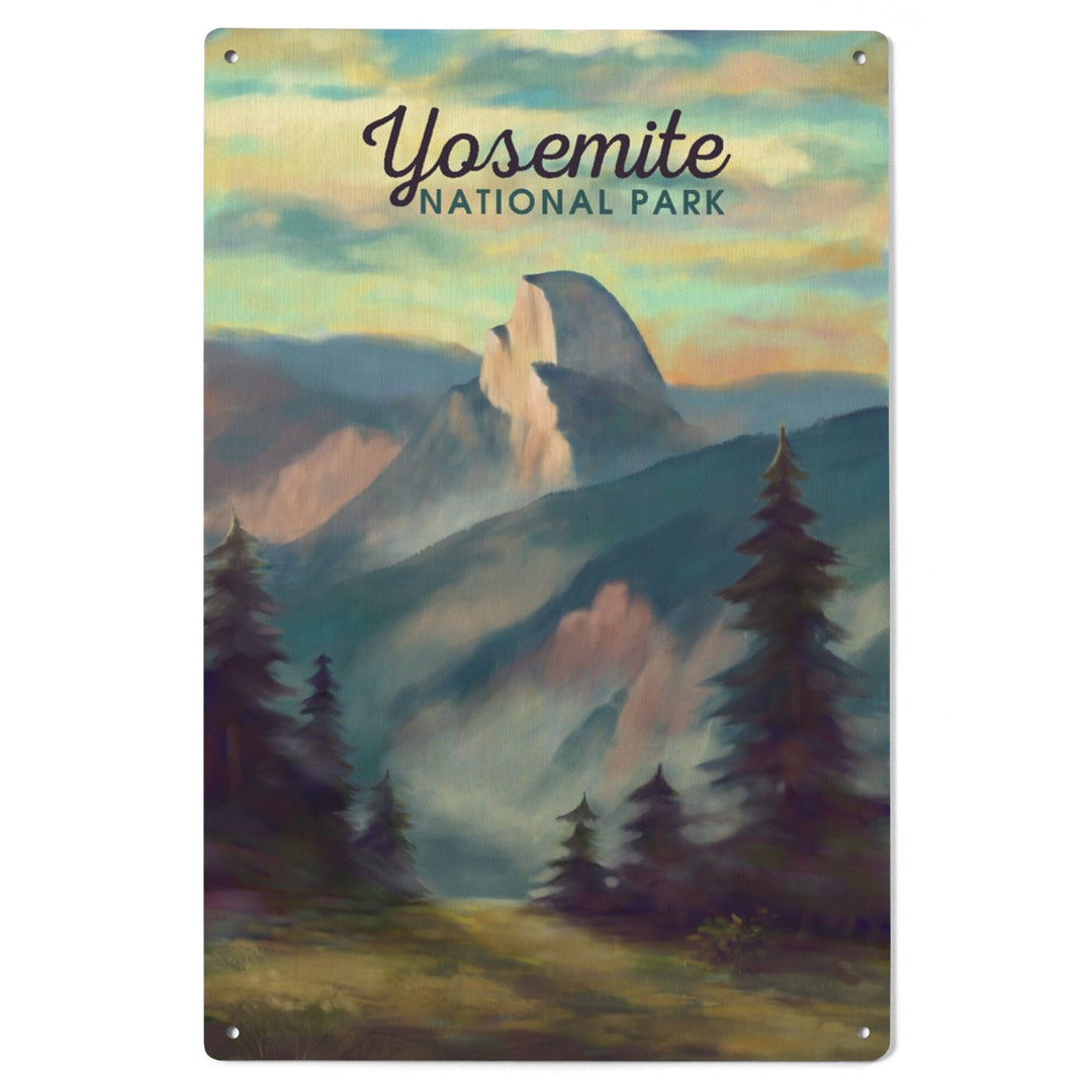 Yosemite National Park, California, Half Dome Scene, Oil Painting, Lantern Press Artwork, Wood Signs and Postcards Wood Lantern Press 