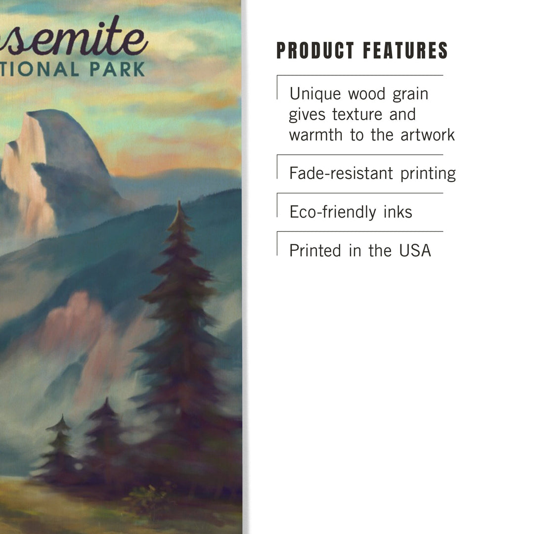 Yosemite National Park, California, Half Dome Scene, Oil Painting, Lantern Press Artwork, Wood Signs and Postcards Wood Lantern Press 