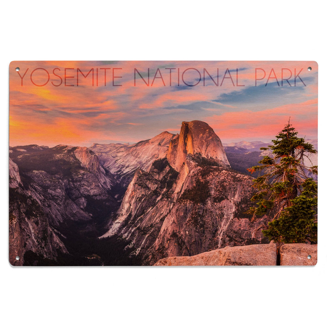 Yosemite National Park, California, Half Dome & Sunset, Lantern Press Photography, Wood Signs and Postcards Wood Lantern Press 