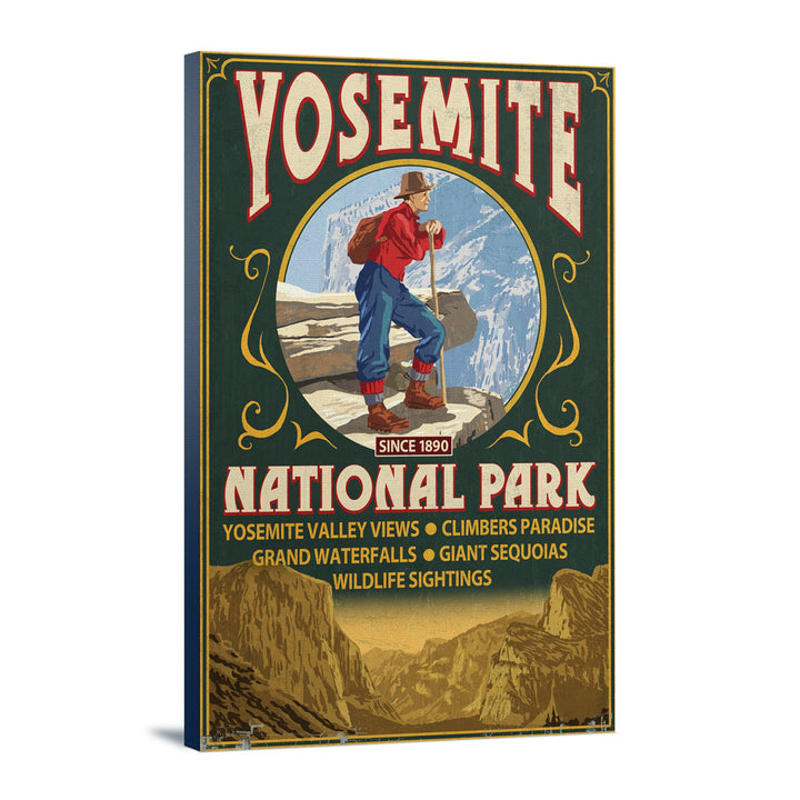 Yosemite National Park, California, Half Dome Vintage Sign, Lantern Press Artwork, Stretched Canvas Canvas Lantern Press 12x18 Stretched Canvas 
