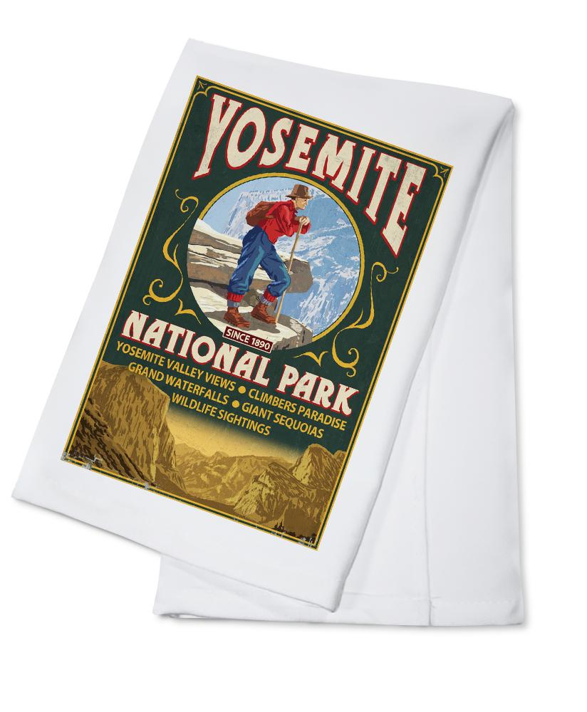 Yosemite National Park, California, Half Dome Vintage Sign, Lantern Press Artwork, Towels and Aprons Kitchen Lantern Press Cotton Towel 