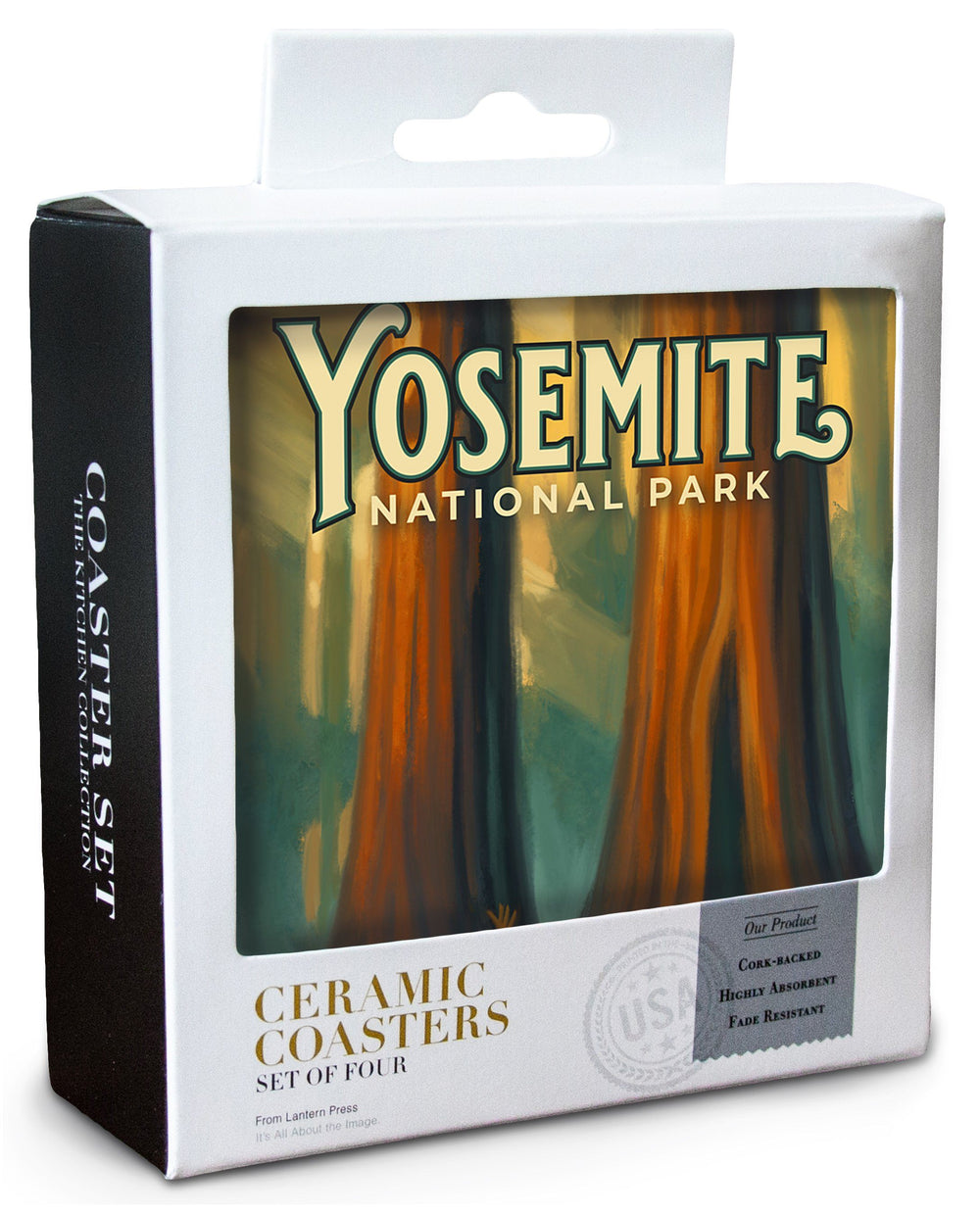Yosemite National Park, California, Oil Painting, Lantern Press Artwork, Coaster Set Coasters Lantern Press 