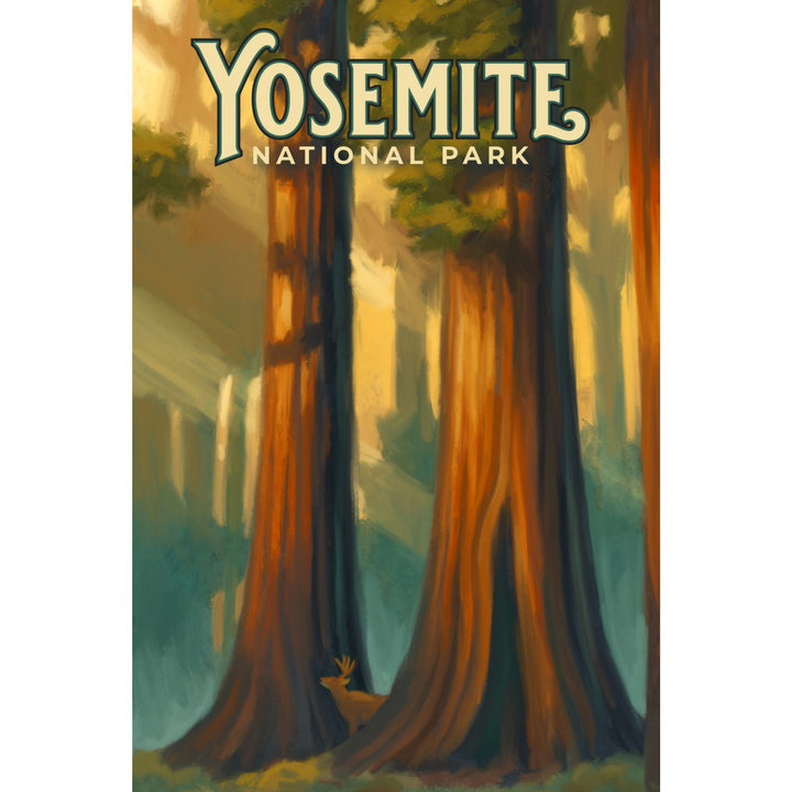 Yosemite National Park, California, Oil Painting, Lantern Press Artwork, Stretched Canvas Canvas Lantern Press 