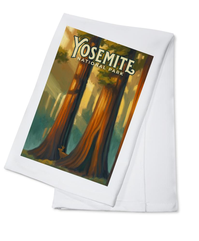 Yosemite National Park, California, Oil Painting, Lantern Press Artwork, Towels and Aprons Kitchen Lantern Press 