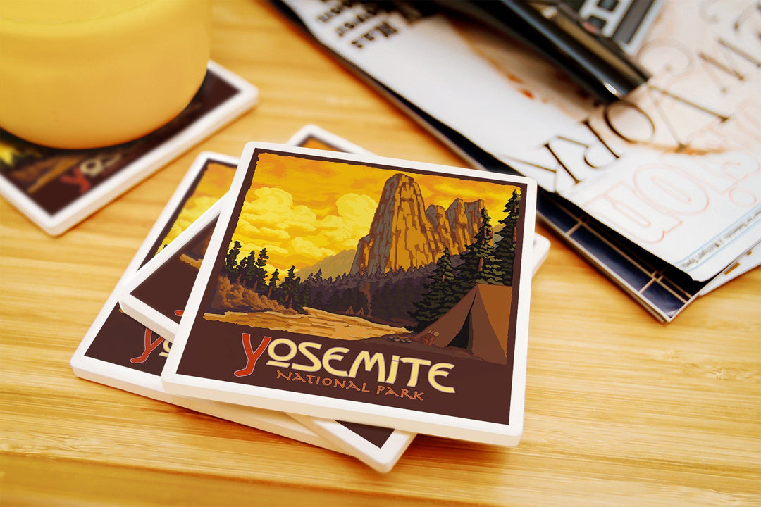 Yosemite National Park, California, Sentinel, Lantern Press Artwork, Coaster Set Coasters Lantern Press 