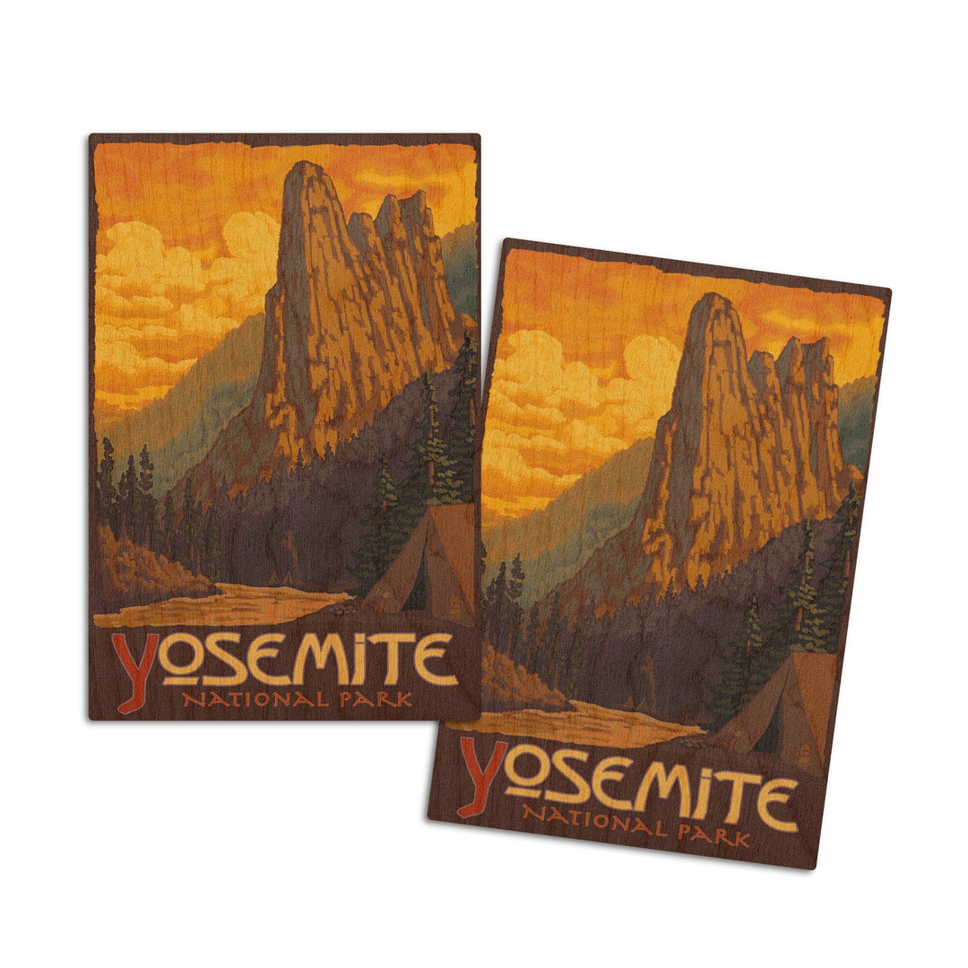 Yosemite National Park, California, Sentinel, Lantern Press Artwork, Wood Signs and Postcards Wood Lantern Press 4x6 Wood Postcard Set 