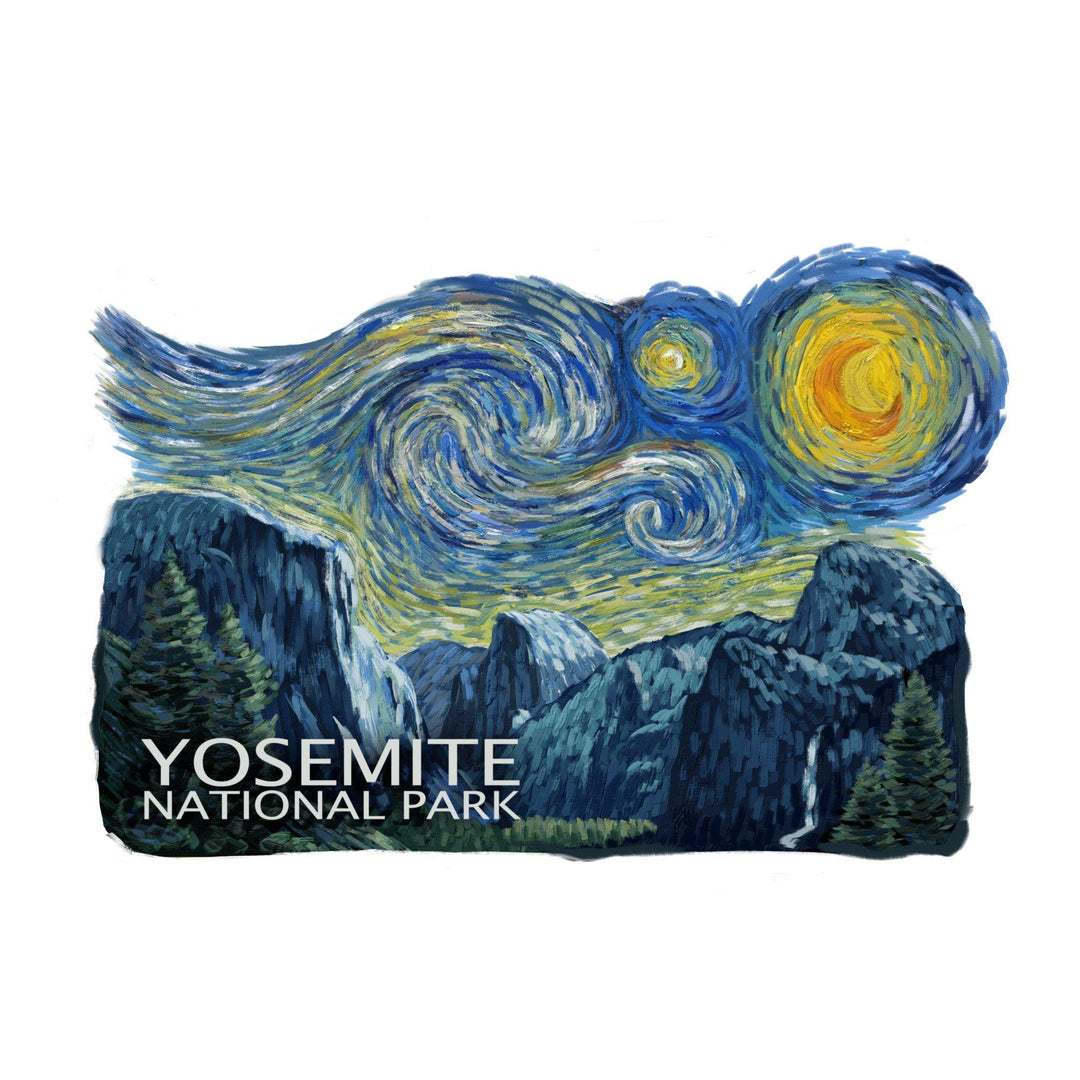 Yosemite National Park, California, Starry Night National Park Series, Contour, Lantern Press Artwork, Towels and Aprons Kitchen Lantern Press 