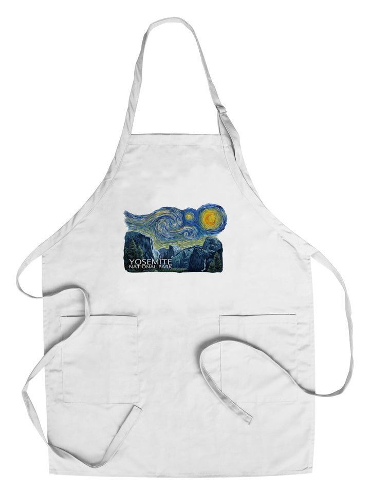 Yosemite National Park, California, Starry Night National Park Series, Contour, Lantern Press Artwork, Towels and Aprons Kitchen Lantern Press Chef's Apron 