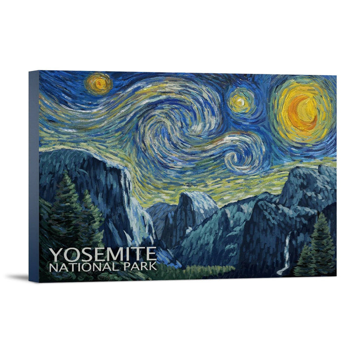 Yosemite National Park, California, Starry Night National Park Series, Lantern Press Artwork, Stretched Canvas Canvas Lantern Press 