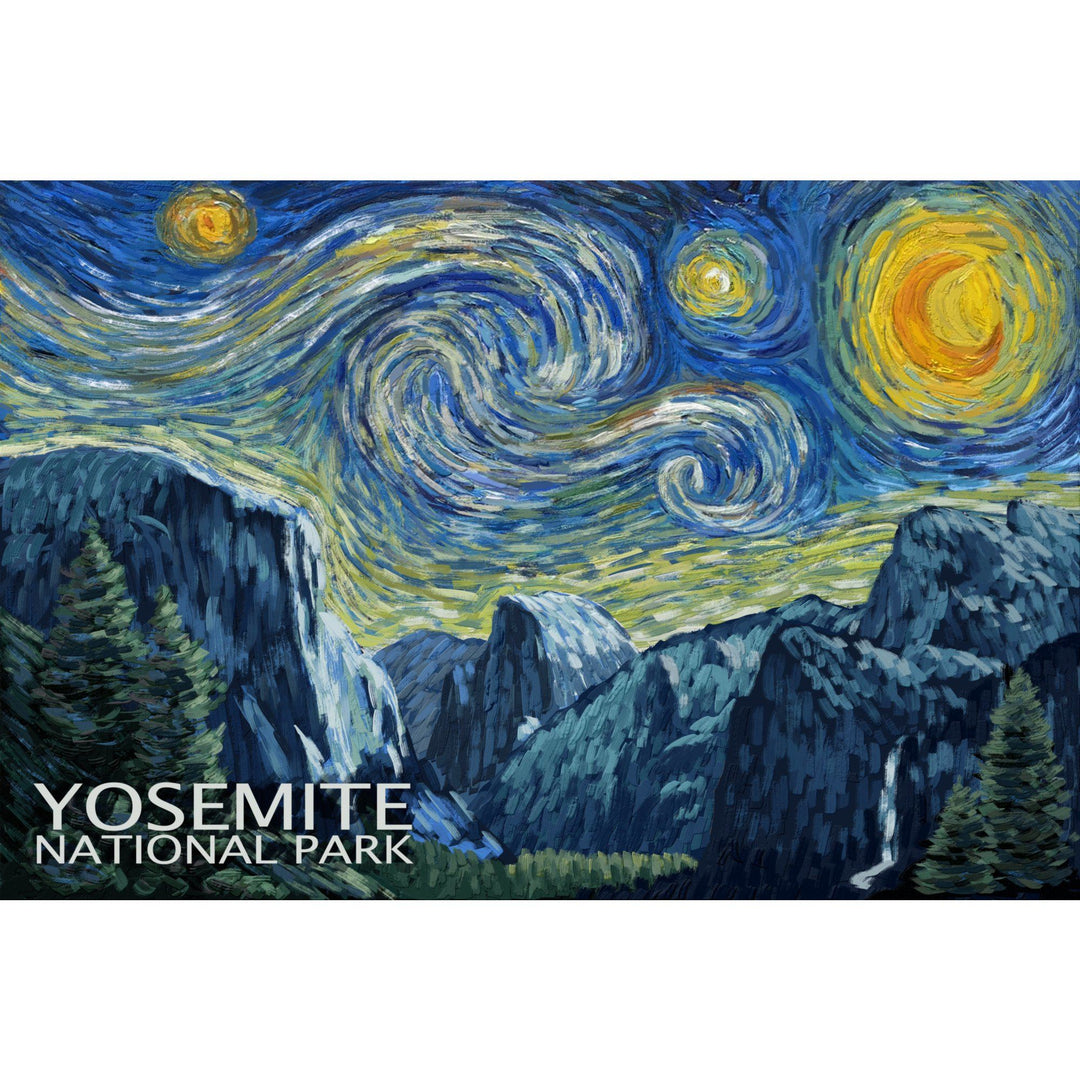 Yosemite National Park, California, Starry Night National Park Series, Lantern Press Artwork, Stretched Canvas Canvas Lantern Press 