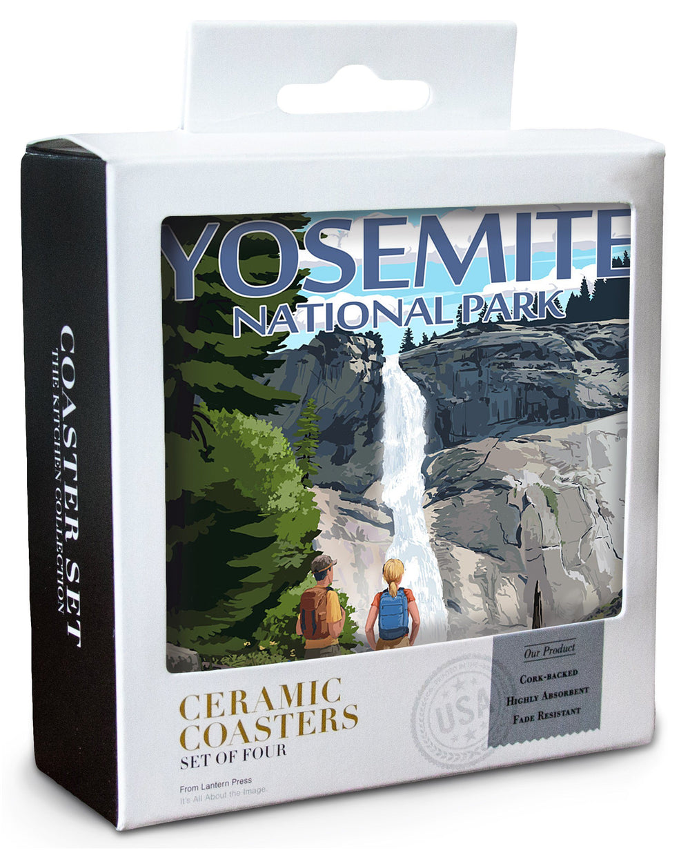 Yosemite National Park, California, The Mist Trail, Lantern Press Artwork, Coaster Set Coasters Lantern Press 