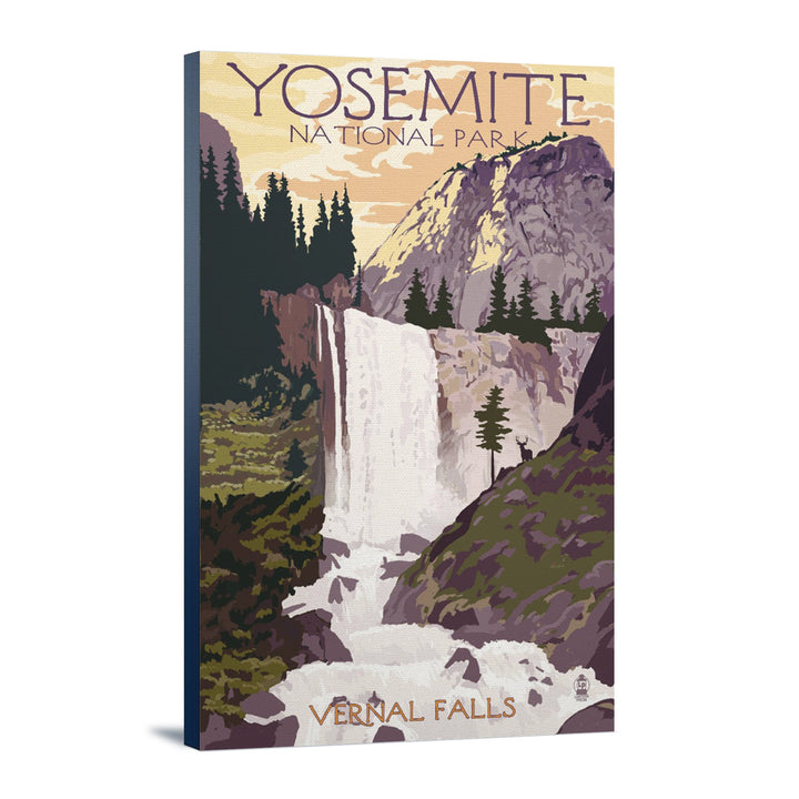 Yosemite National Park, California, Vernal Falls, Lantern Press Artwork, Stretched Canvas Canvas Lantern Press 12x18 Stretched Canvas 