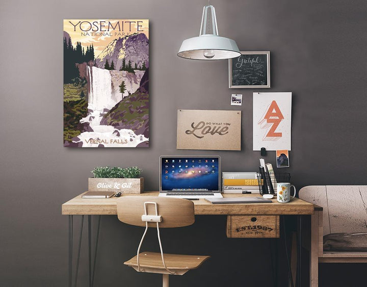 Yosemite National Park, California, Vernal Falls, Lantern Press Artwork, Stretched Canvas Canvas Lantern Press 