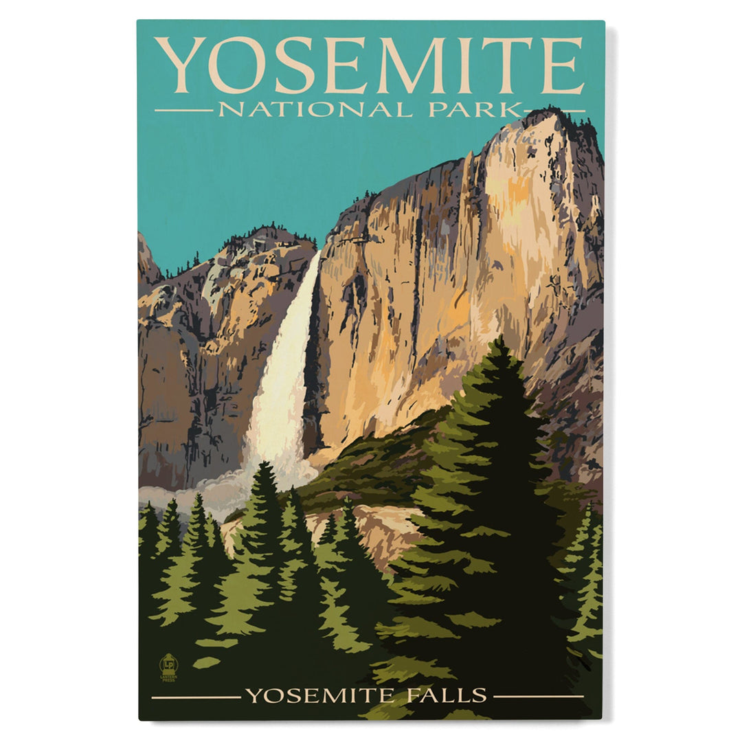 Yosemite National Park, California, Yosemite Falls, Lantern Press Artwork, Wood Signs and Postcards Wood Lantern Press 
