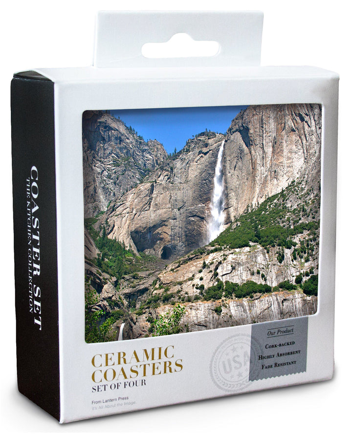 Yosemite National Park, California, Yosemite Falls, Lantern Press Photography, Coaster Set Coasters Lantern Press 